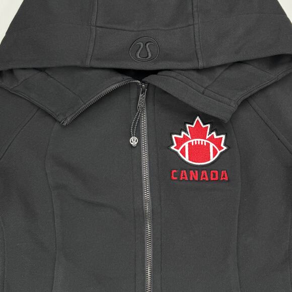 LULULEMON Scuba Hoodie Football Canada Light Cotton Fleece Size 6 Washed Black - Picture 3 of 6